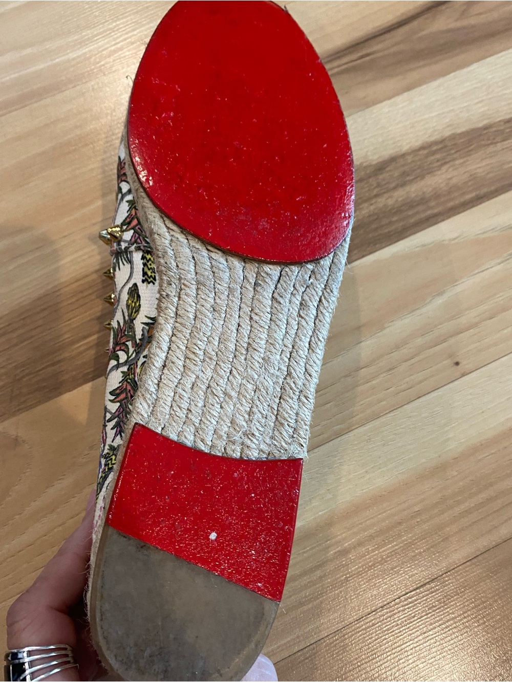 Christian Louboutin Ares Flat Loubi Jungle Spiked Espadrille. Size 9 EUC. - Picture 9 of 16